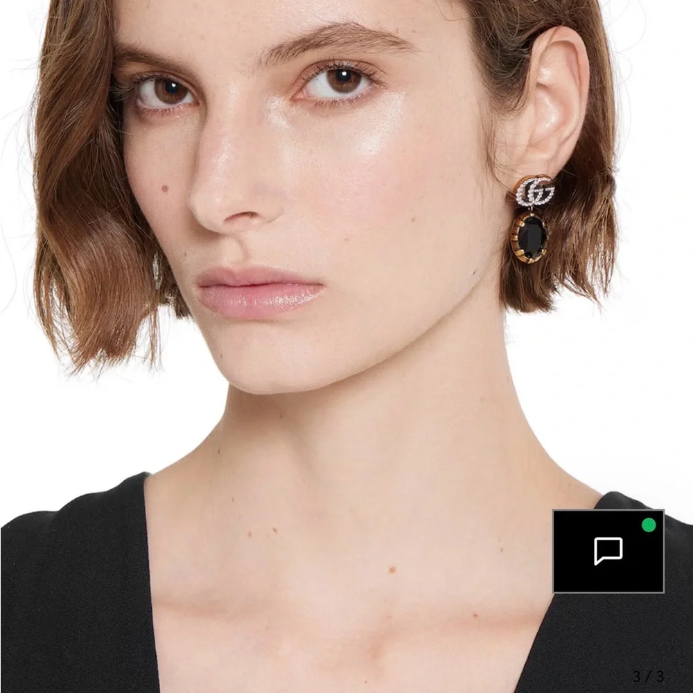 Gucci Black Crystal Knot Drop Earrings - Picture 6 of 6